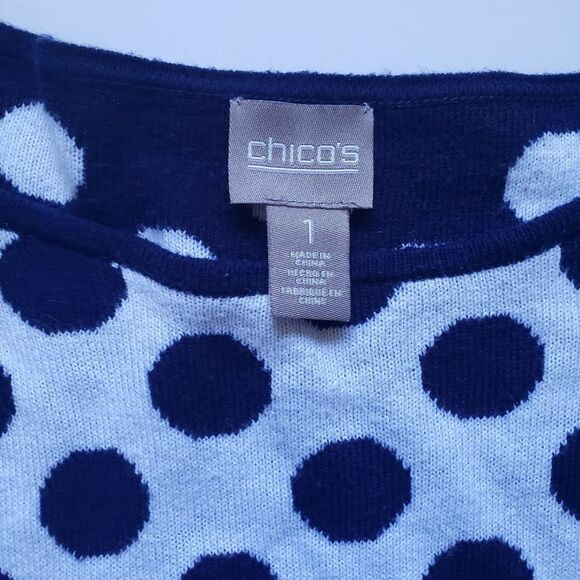 Chico's B&W Striped\PolkaDot Crew Neck Pullover - Picture 7 of 11